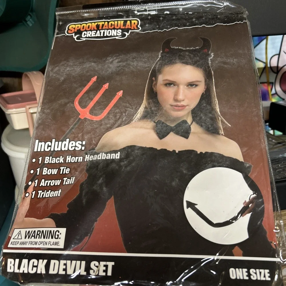 SPOKTACULAR CREATIONS BLACK DEVIL COSTUME SET ADULT NIP